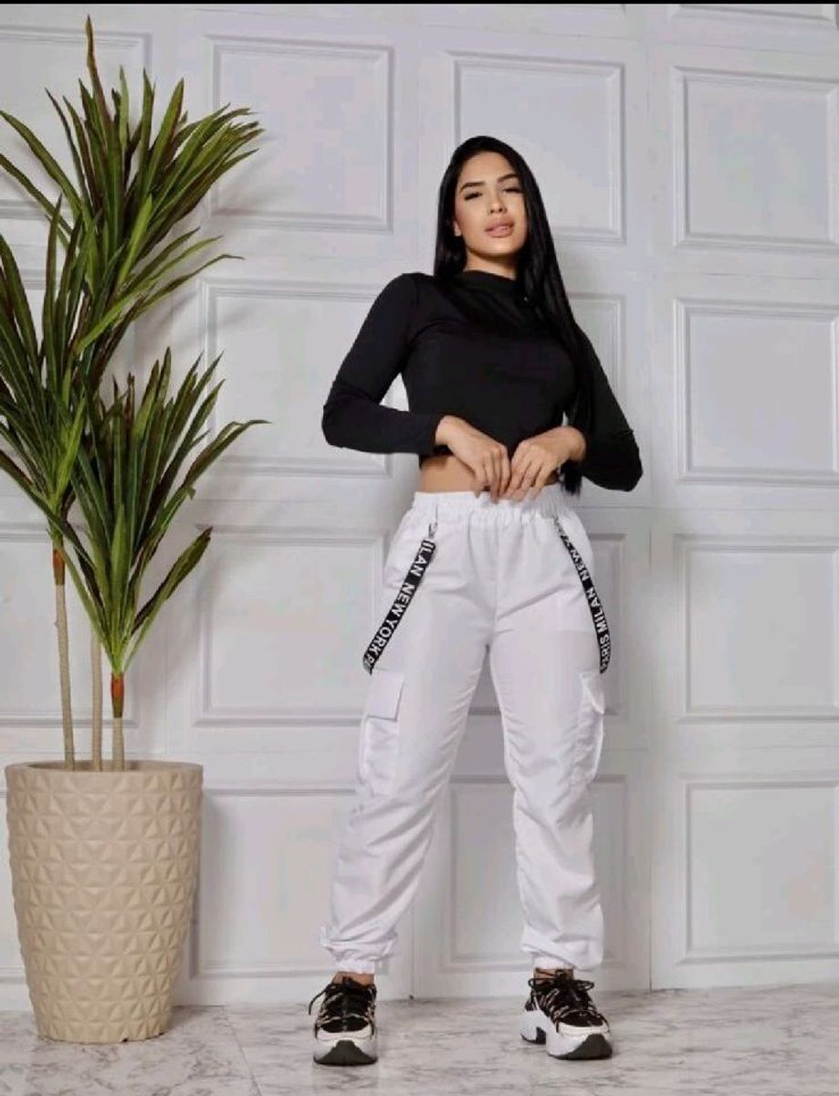 Calça best sale tactel branca