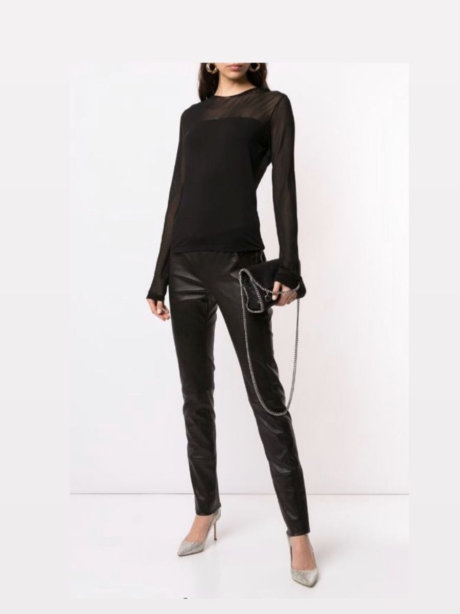 calça de couro balenciaga