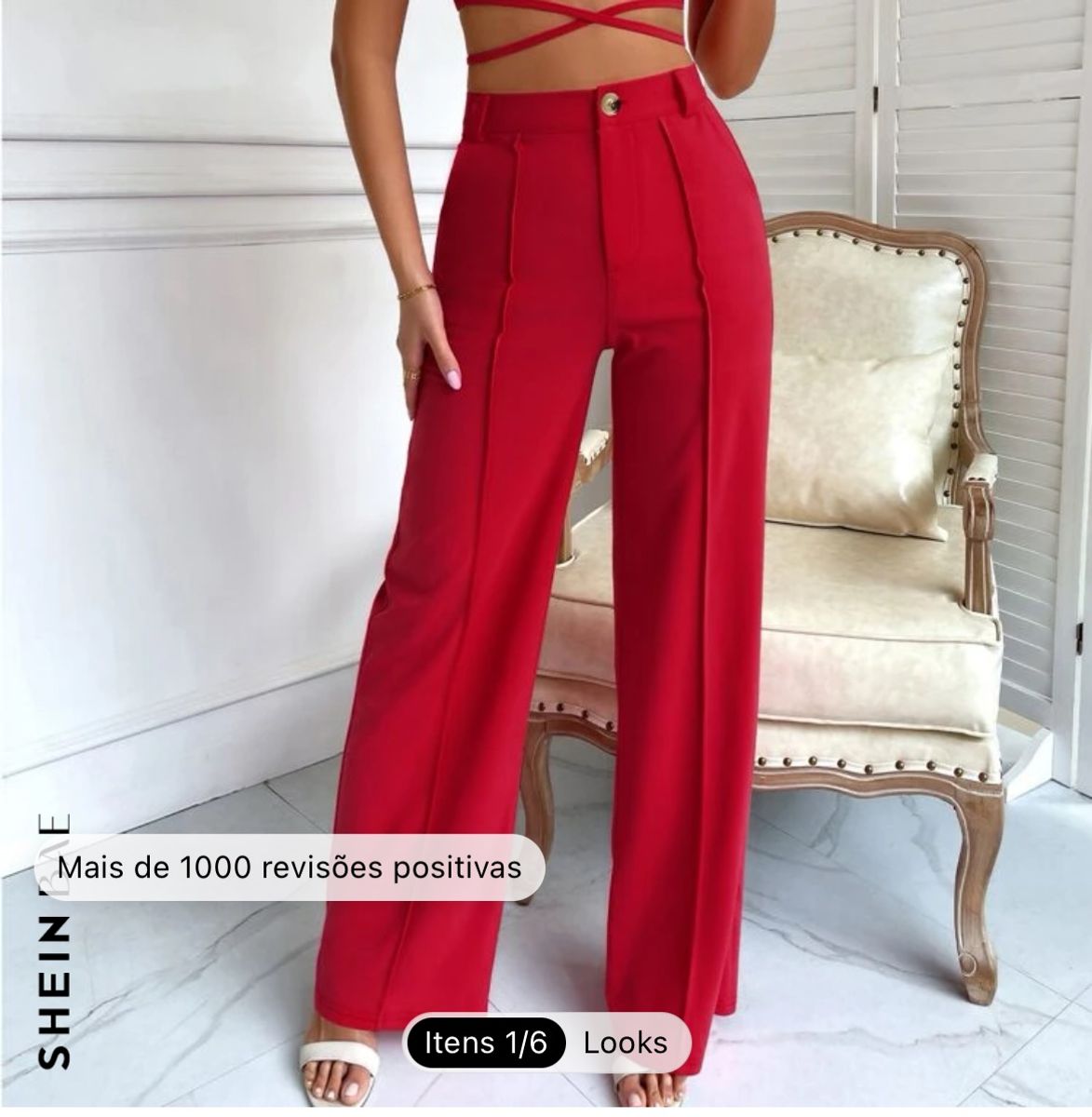 Calça Vermelha Elegante  Calça Feminina Shein Nunca Usado