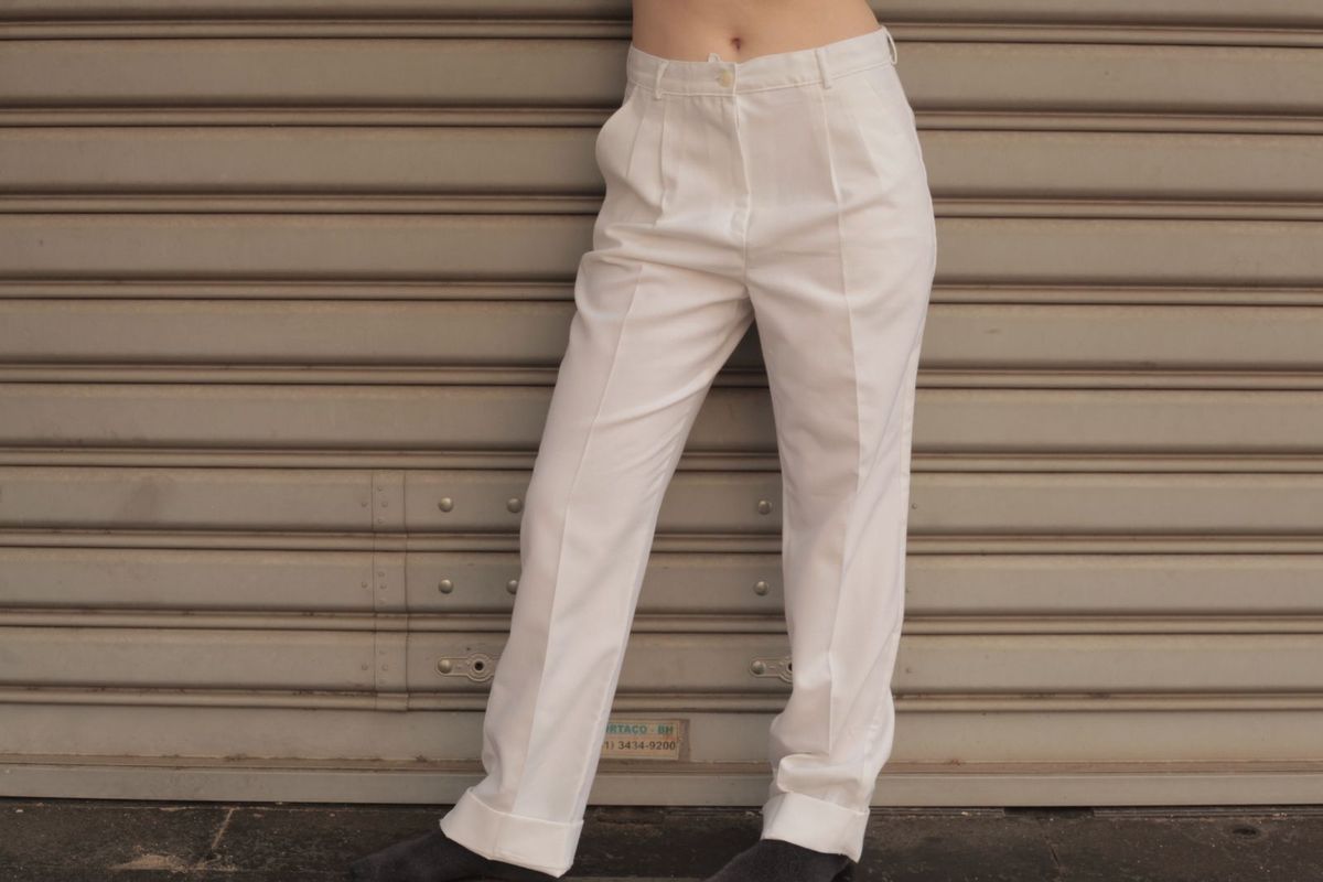 calça de alfaiataria feminina de linho