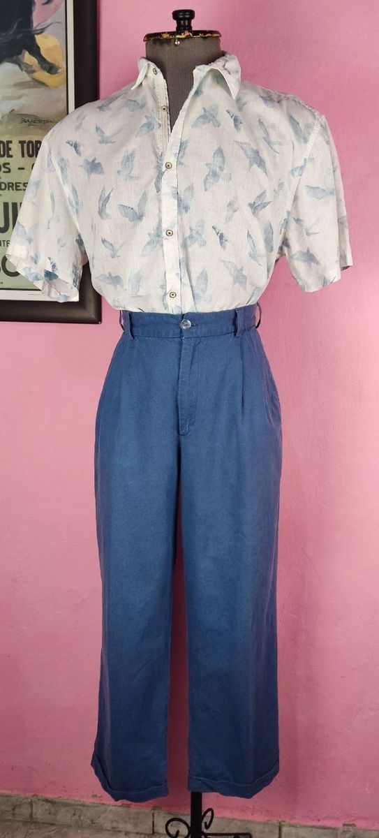 Calça Vintage Modelagem Tradicional Composição Linho com Algodão da ...