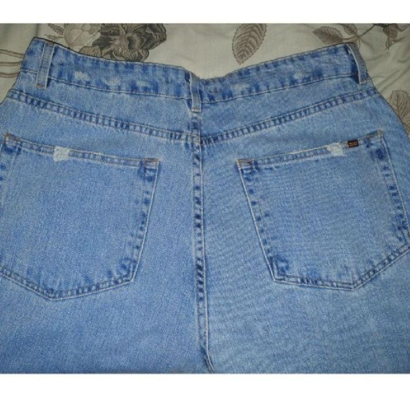 Calça Reta Cintura Alta em Jeans com Bolsos e Puídos Azul - Lojas Renner
