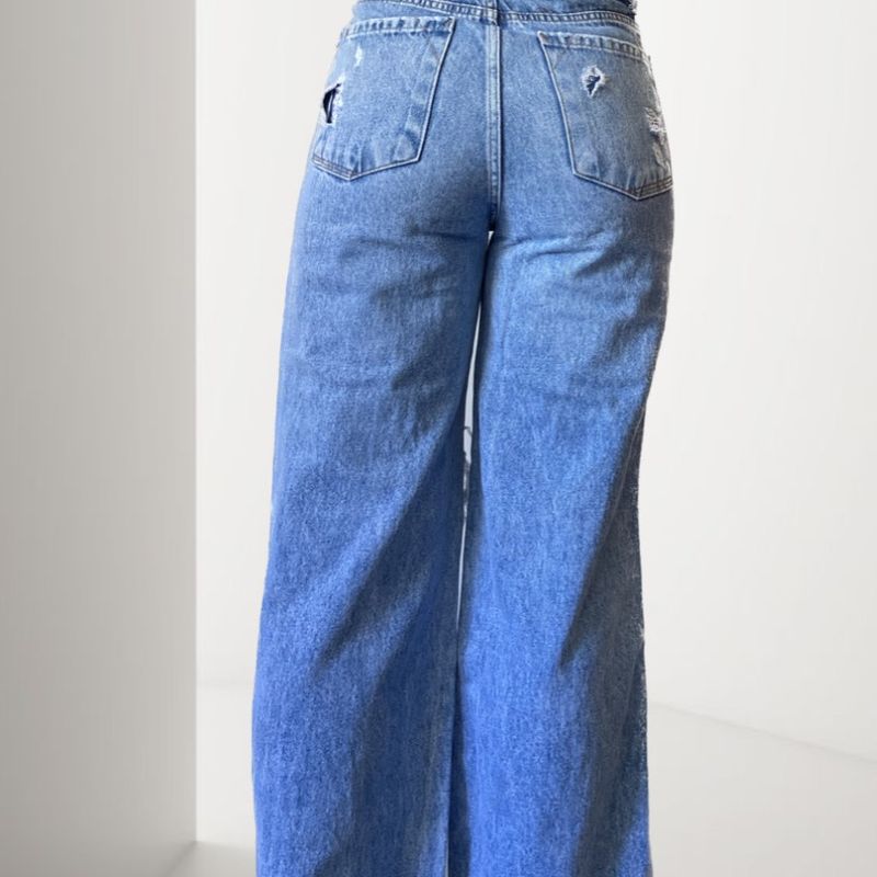 Calça Wide Leg Jeans Azul Claro Bluesteel, Calça Feminina Renner - Blue  Steel Usado 92967196