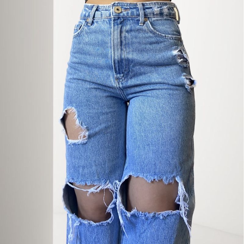 WIDE LEG JEANS - Azul-claro