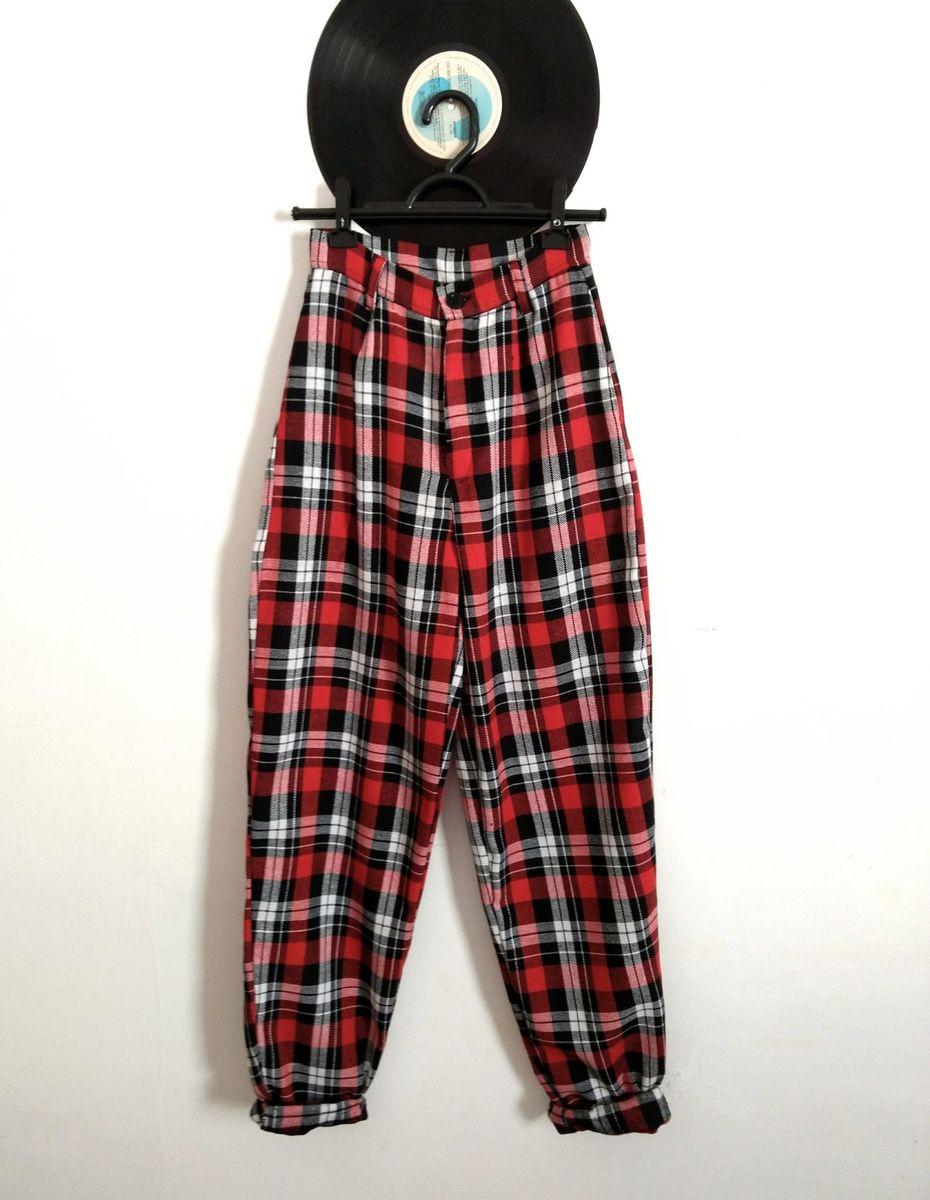 calça de flanela xadrez feminina