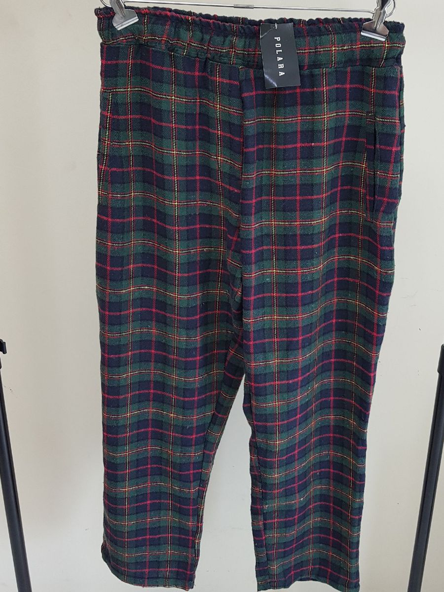 calça xadrez vermelha masculina