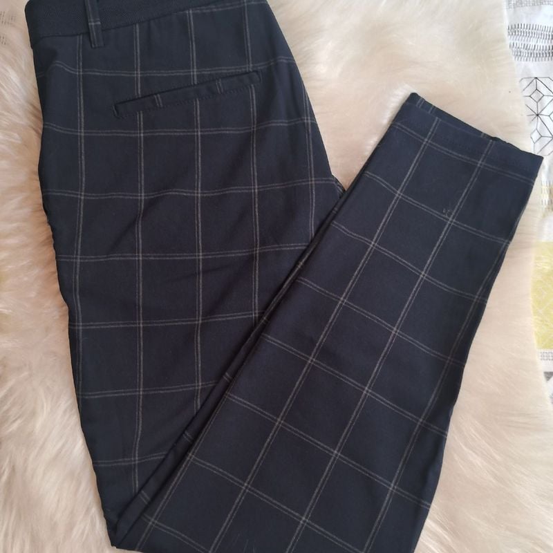 Calça Alfaiataria Masculina Azul Xadrez Calça Xadrez Masculina - Main Image