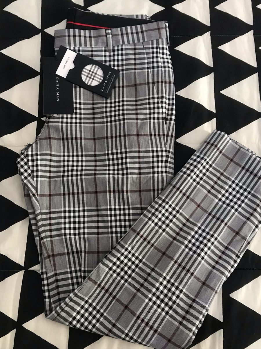 calça xadrez masculina zara