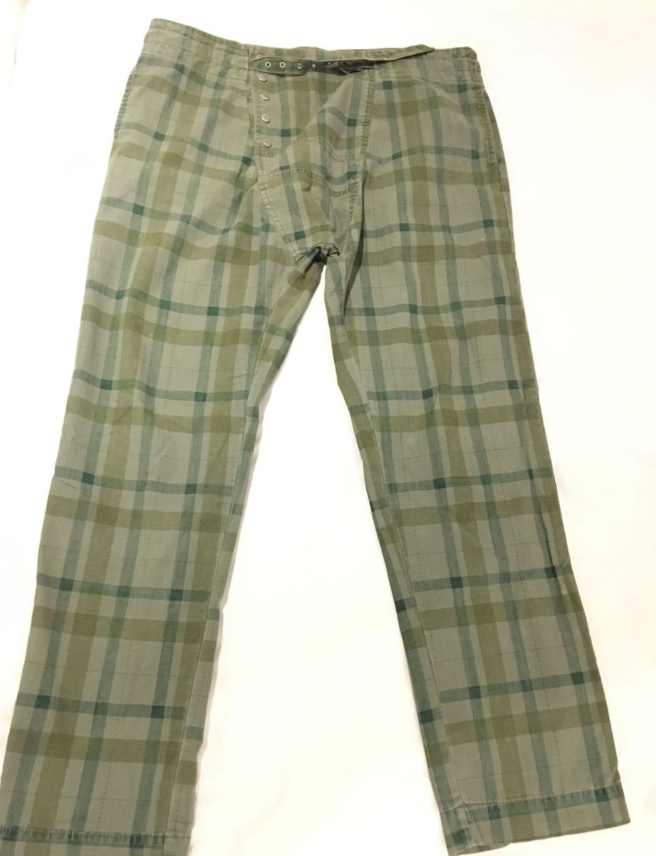 calça xadrez verde