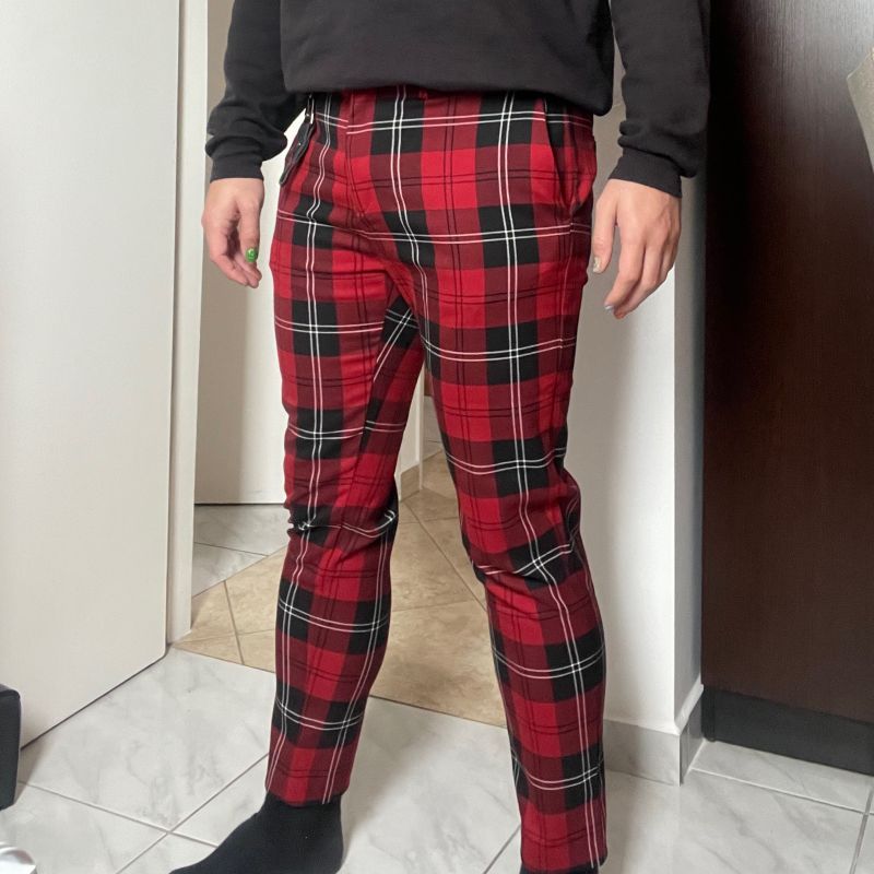 Calça Masculina Zara CalÃ§a Xadrez Zara Calça Xadrez Vermelha