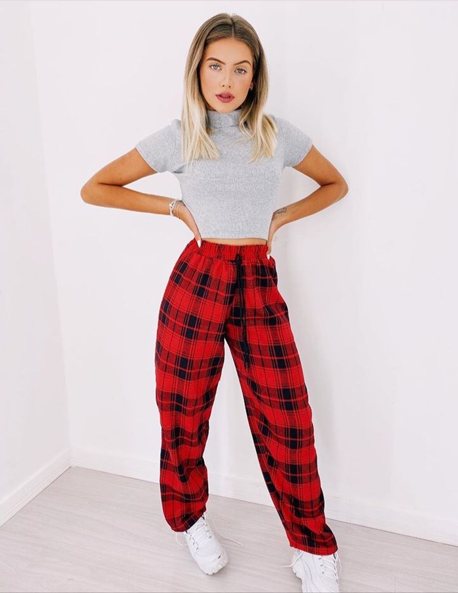 calça xadrez feminina