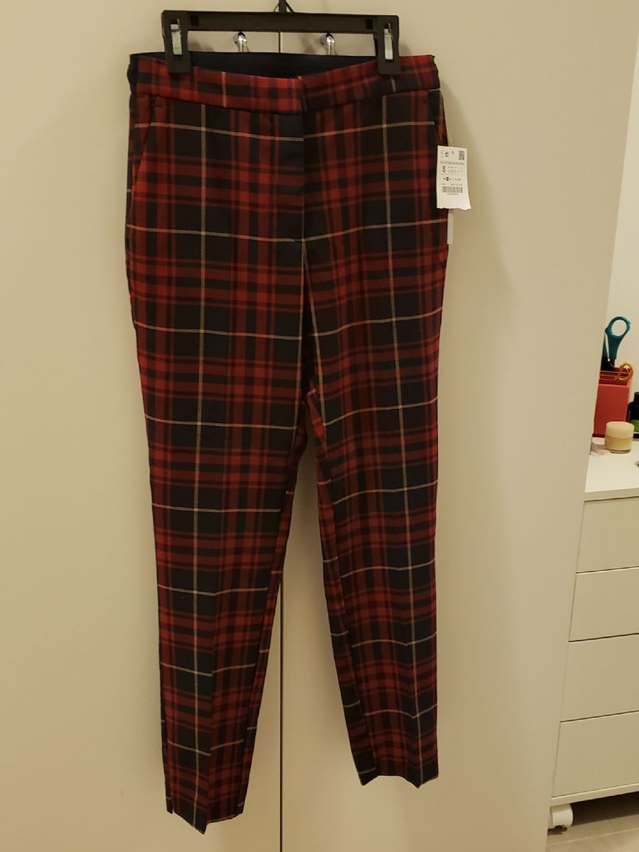 calça xadrez feminina zara