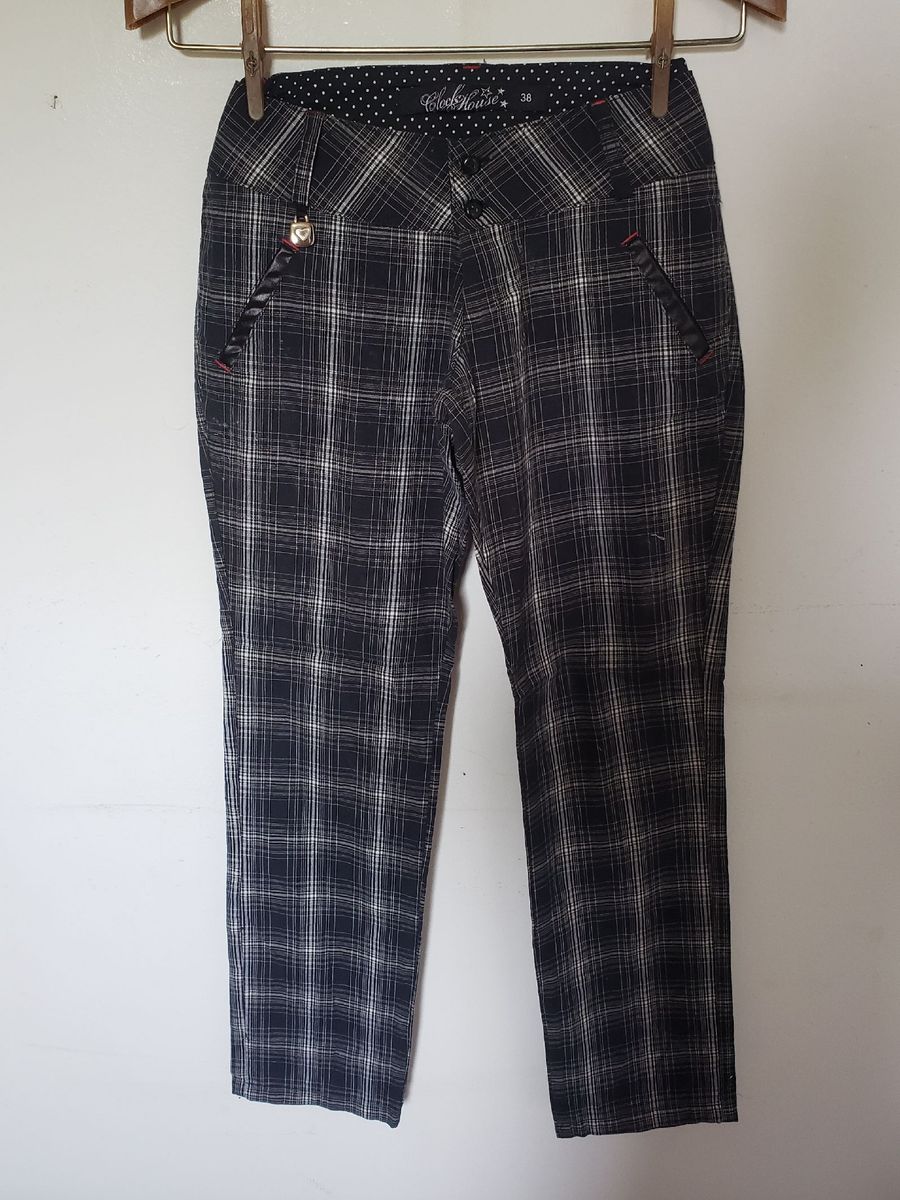 calça xadrez feminina c&a
