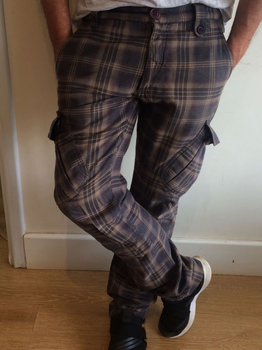 calça xadrez masculina flanelada
