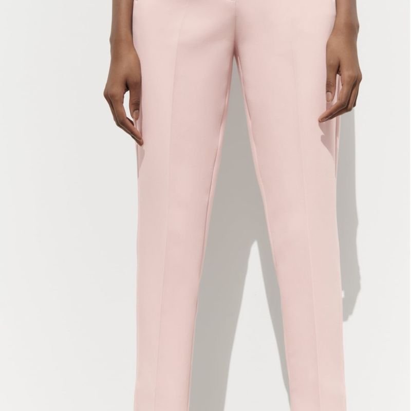 Calça Zara Alfaiataria Cintura Alta Rosa Claro Tam M, Calça Feminina Zara  Nunca Usado 94561547