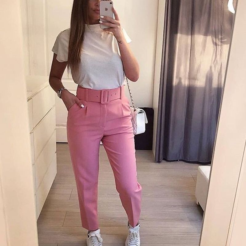 Calça Alfaiataria Feminina Zara Pink