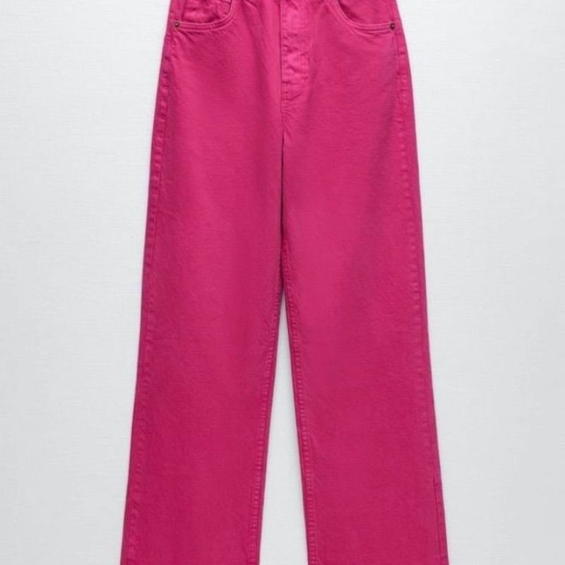 Calça Zara Jeans Pink Tamanho 32 Wide Leg, Calça Feminina Zara Nunca Usado  79928584