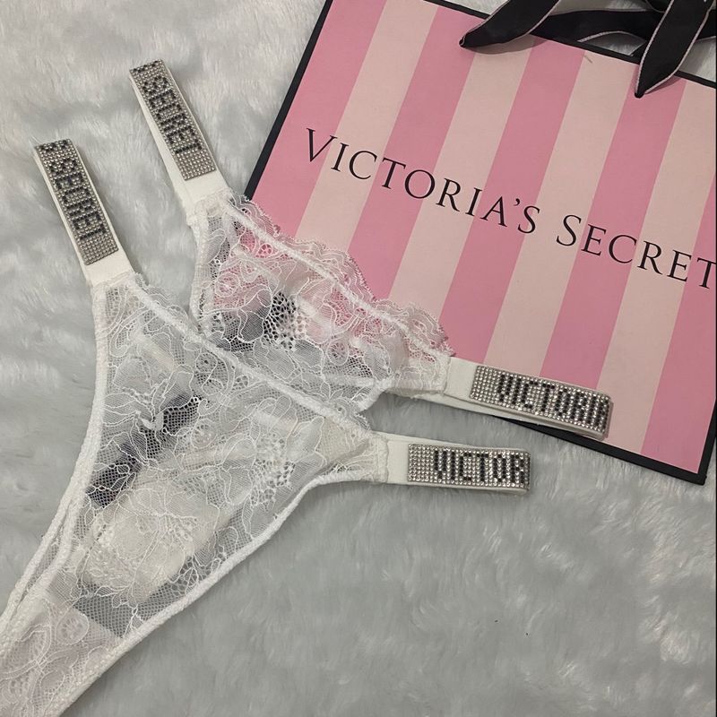 Victoria's Secret Corset + Tanga de renda branca em segunda mão