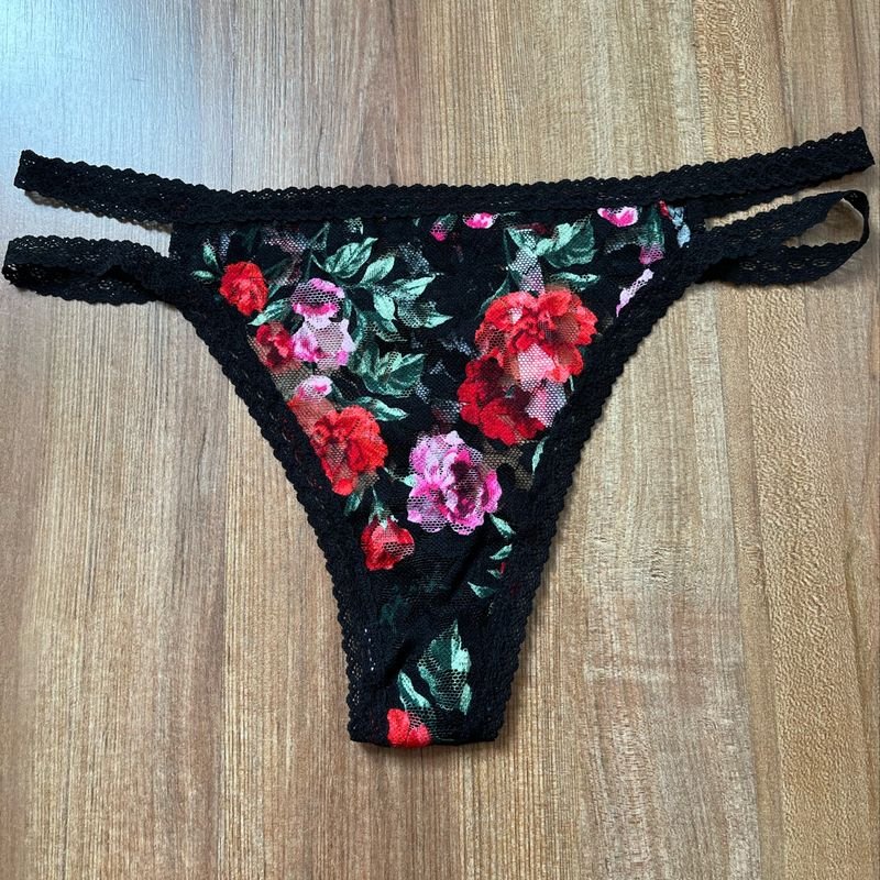 Victoria's Secret Pink Calcinha Tanga De Renda Com Tiras M