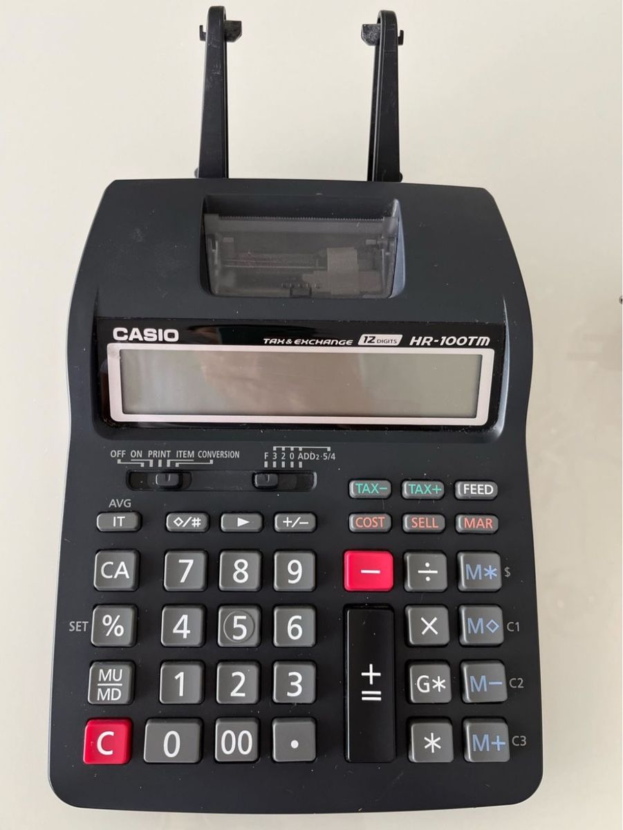 Calculadora De Impressão Portátil De Duas Cores, Casio, Modelo Hr-100tm ...