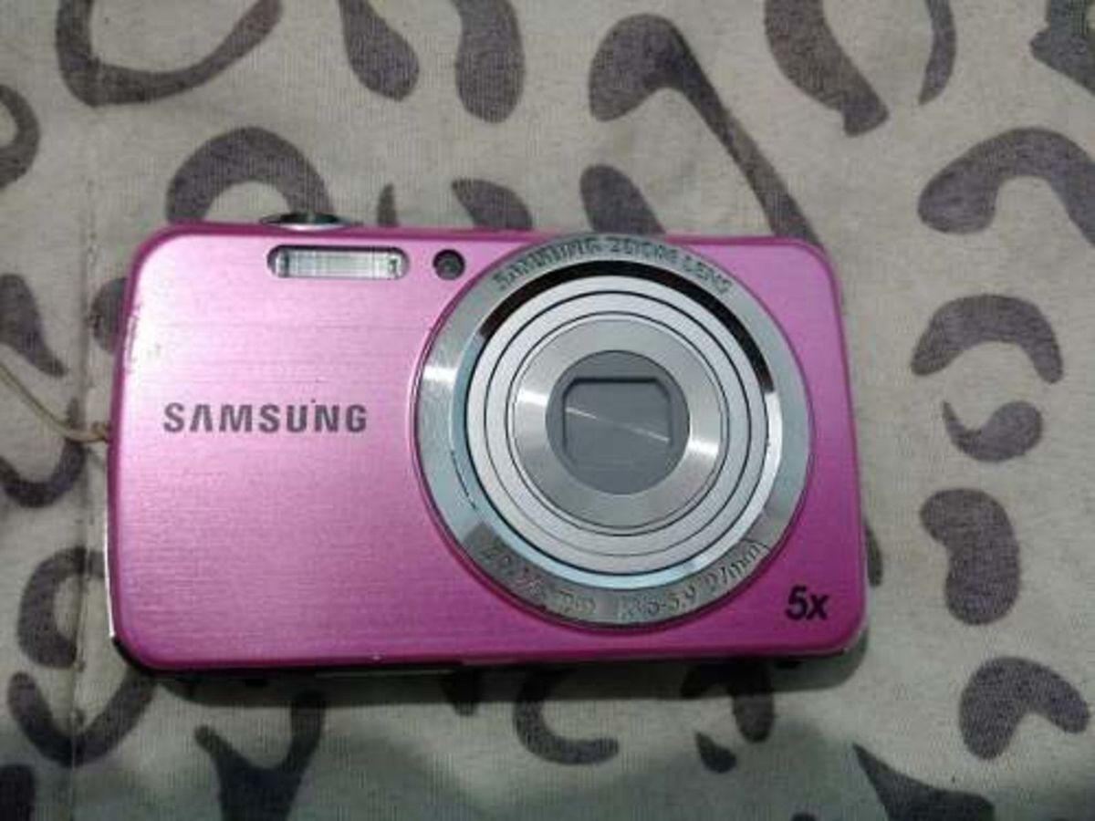 Câmera Digital Samsung Zoom Lens Rosa Máquina Fotográfica Digital