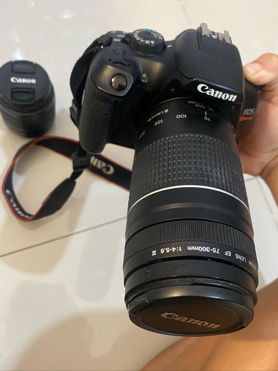 Camera T6 Cânon + Lente 75300mm + Lente Que Vem Na Câmera Máquina
