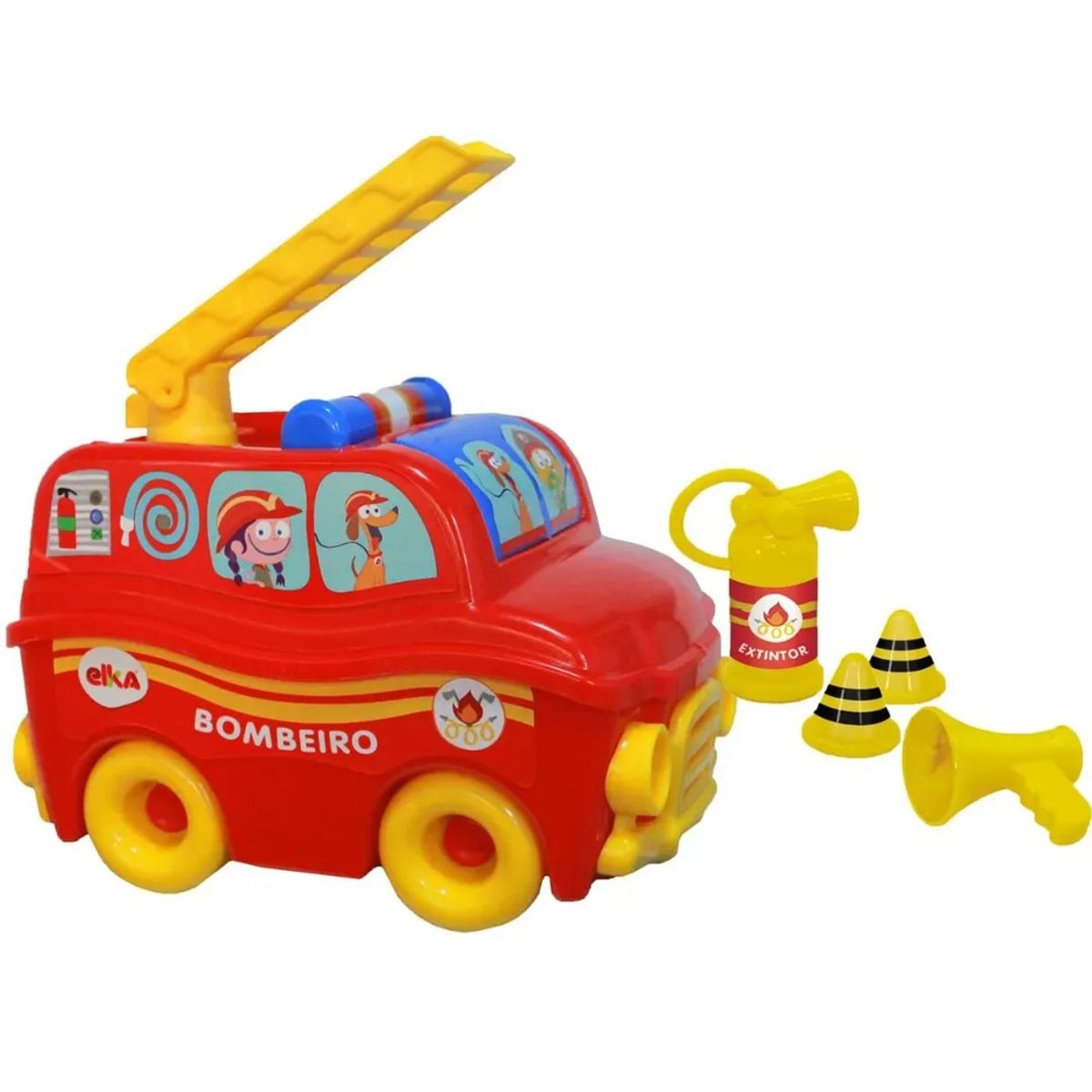 Caminhão Bombeiro C/ Escadas Brinquedo Infantil Colorido - Compre