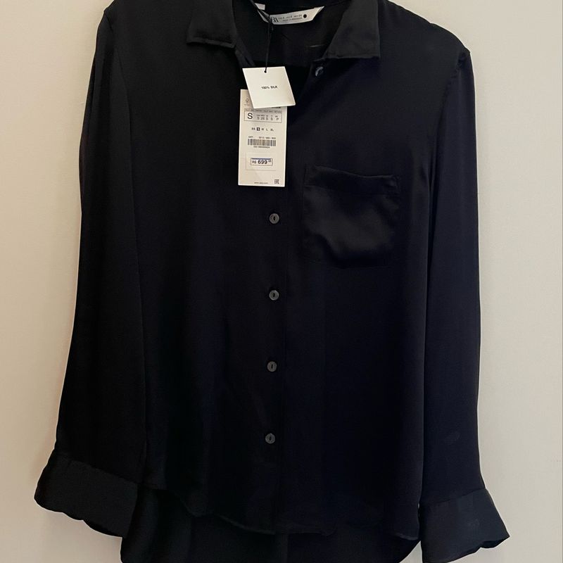 Camisa 100% Seda Zara Blusa Feminina Zara Nunca Usado 76408114 enjoei