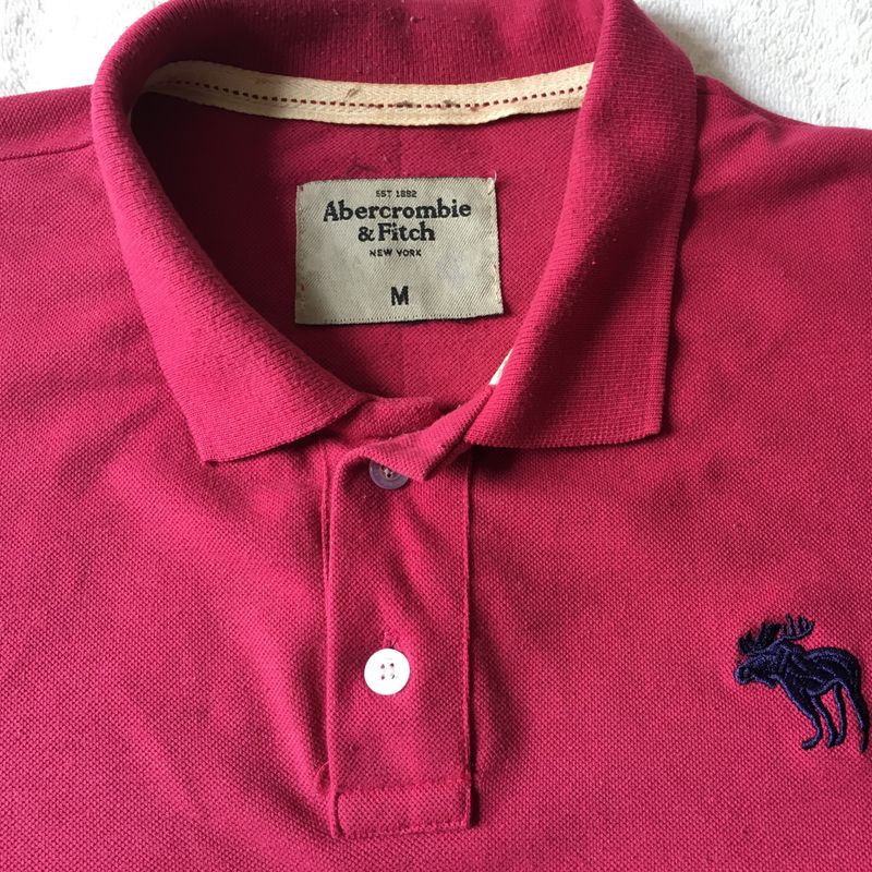 Camisa Abercrombie Amp Fitch Gola Polo Masculina Vermelho M