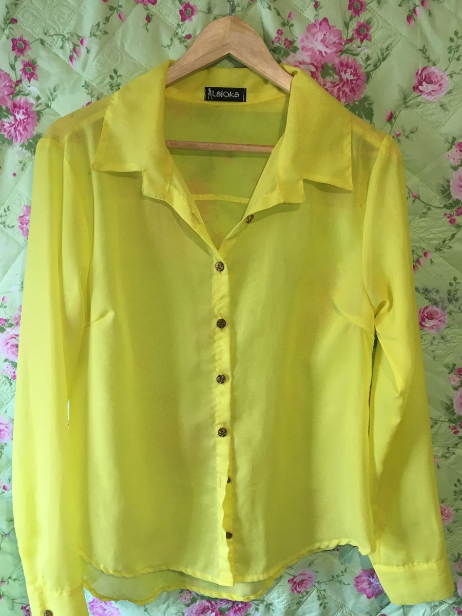 camisa amarela flúor - camisas sem-marca