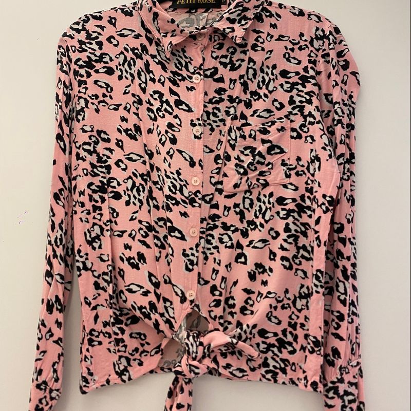 Camisa Animal Print Rosa Camisa Feminina P tit Rose Usado