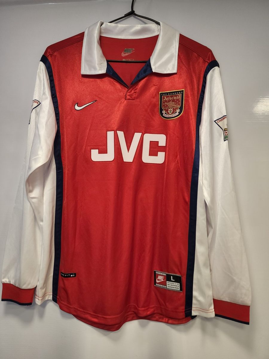 Camisa Arsenal Vermelha 98/99 G Manga Longa Bergkamp 10