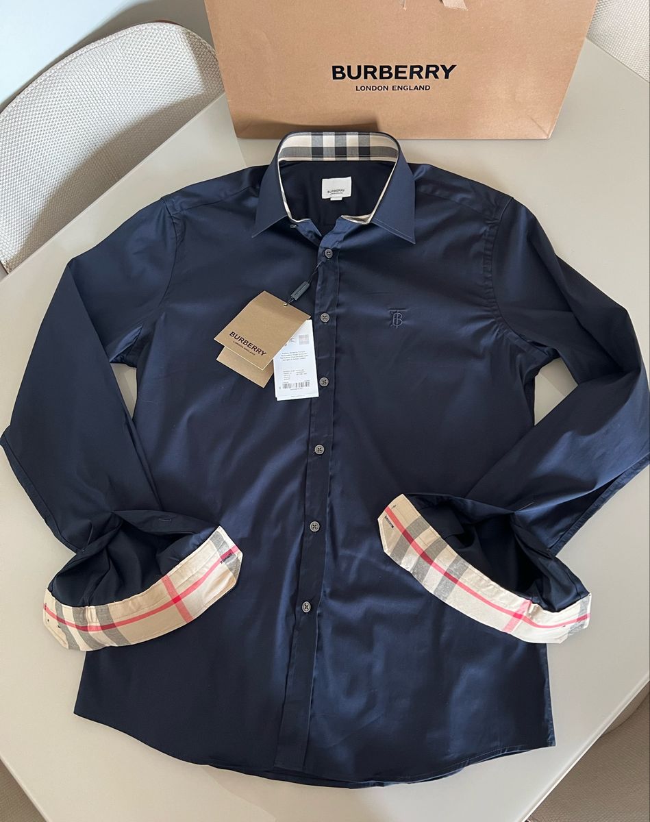 Camisa Azul Marinho Original Burberry Camisa Masculina Burberry Nunca Usado 78595405 enjoei