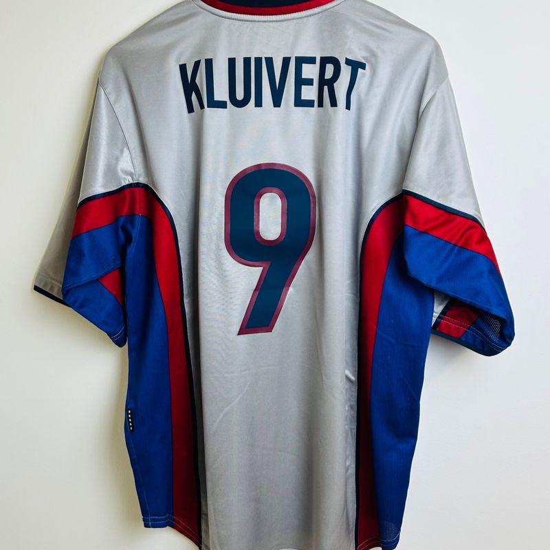 Camisa Barcelona 1999/2000 Uniforme 2 Kluivert #9 Patch Centenário