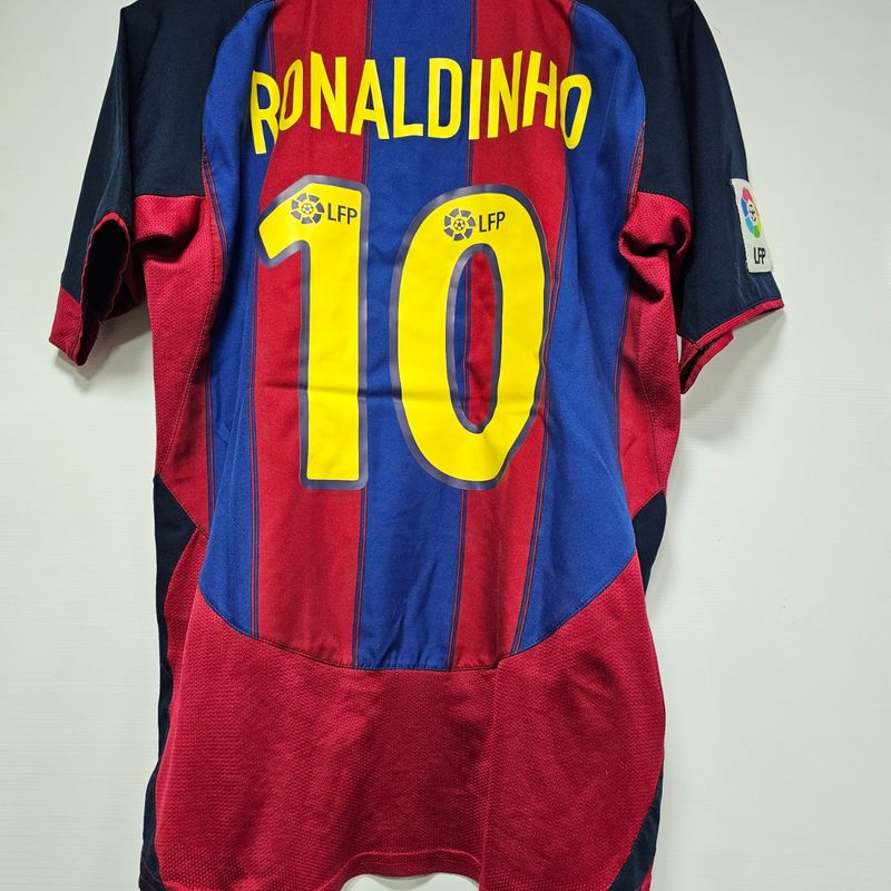 Camisa Barcelona Home 03-04 Gg Infantil Ronaldinho 10 Lfp