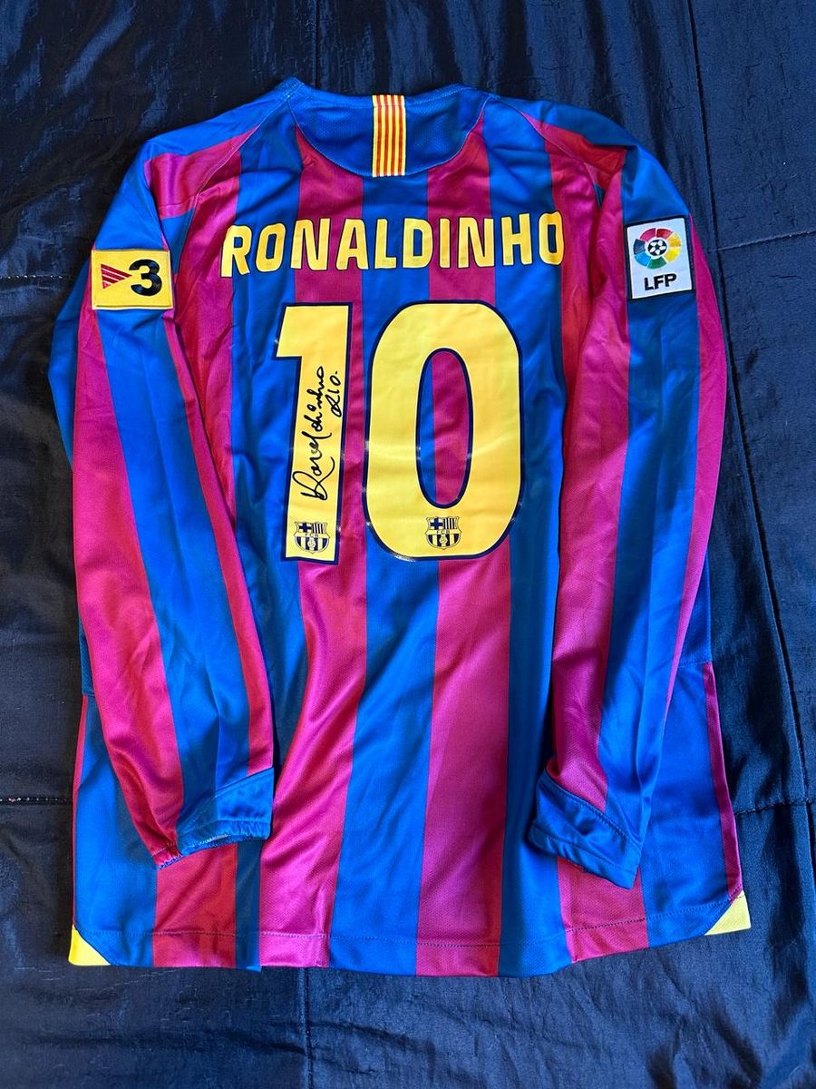 【希少正規品】FC Barcelona Ronaldinho 10 Nike Camisa Barcelona Nike Ronaldinho #10 Autografada La Liga Lfp