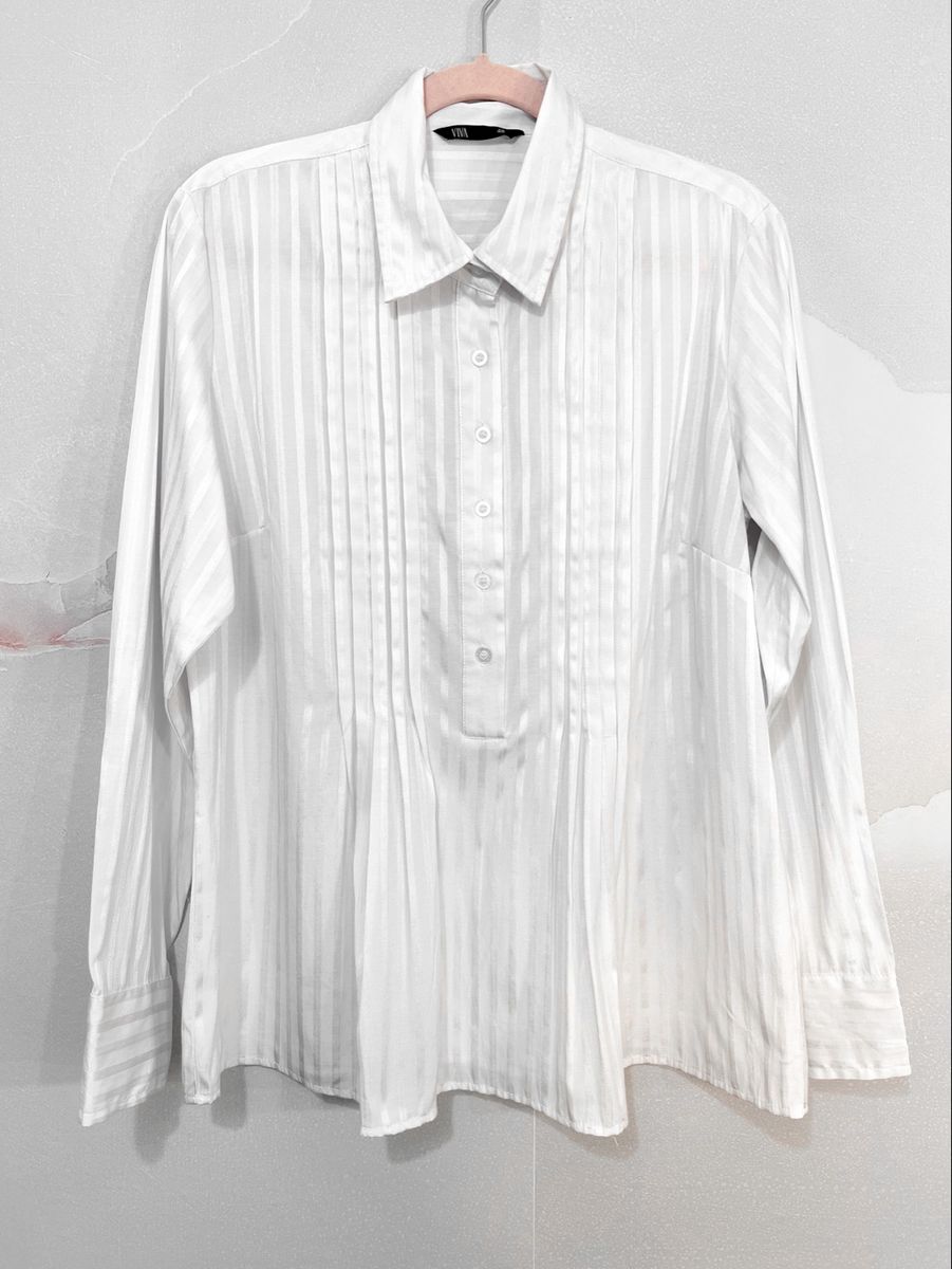 Camisa Bata Branca Manga Longa 100% Algodão Básica Viva Plus Size