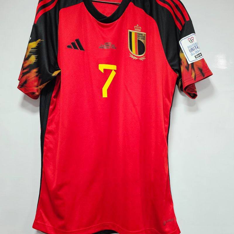 Camisa Belgica Home 22-23 G de Bruyne 7 Vs Croacia Na Etiqueta
