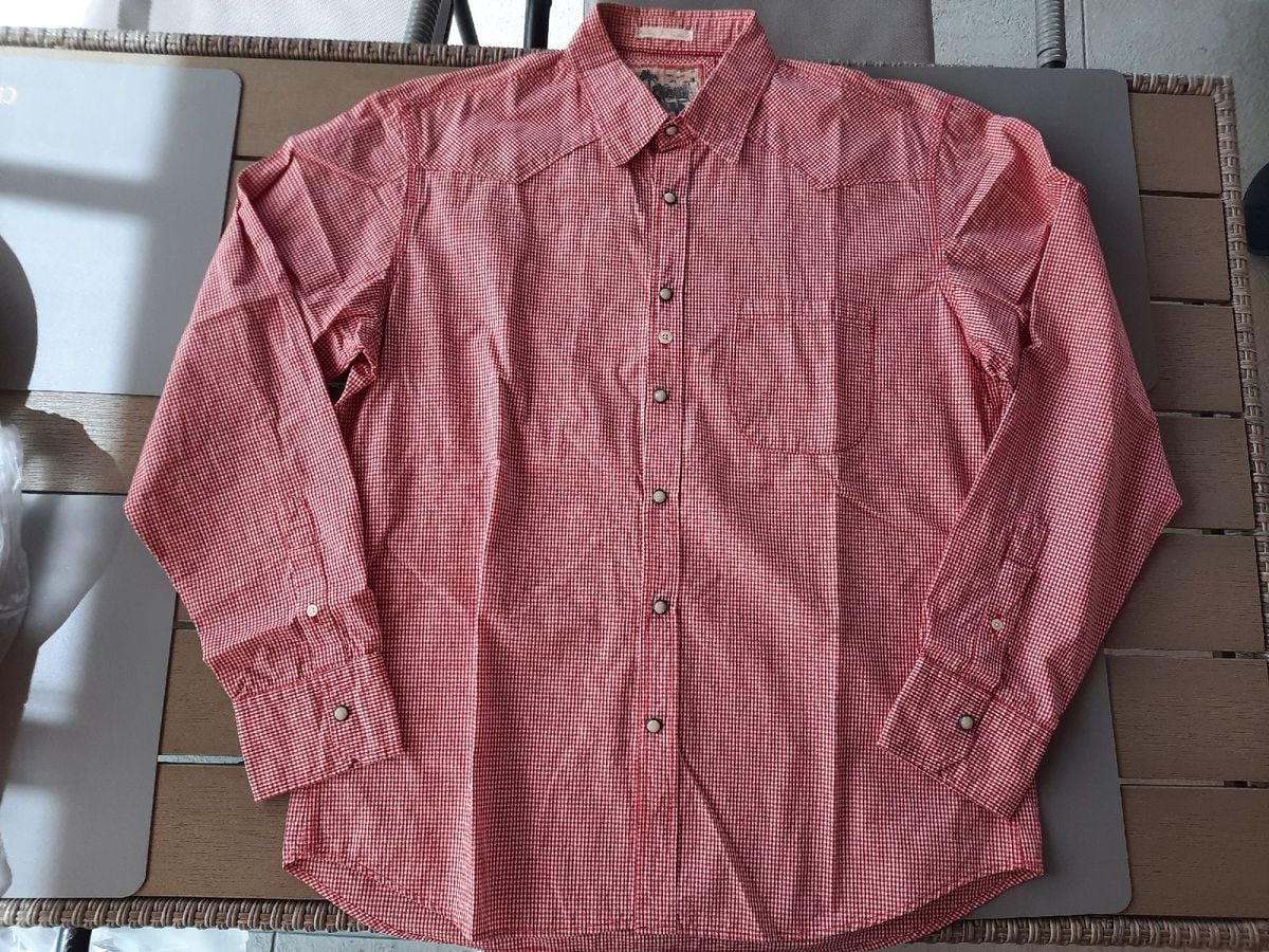 Camisa Bitang For Richards Tecido Xadrex Vermelho E Branco 100 Algod o 