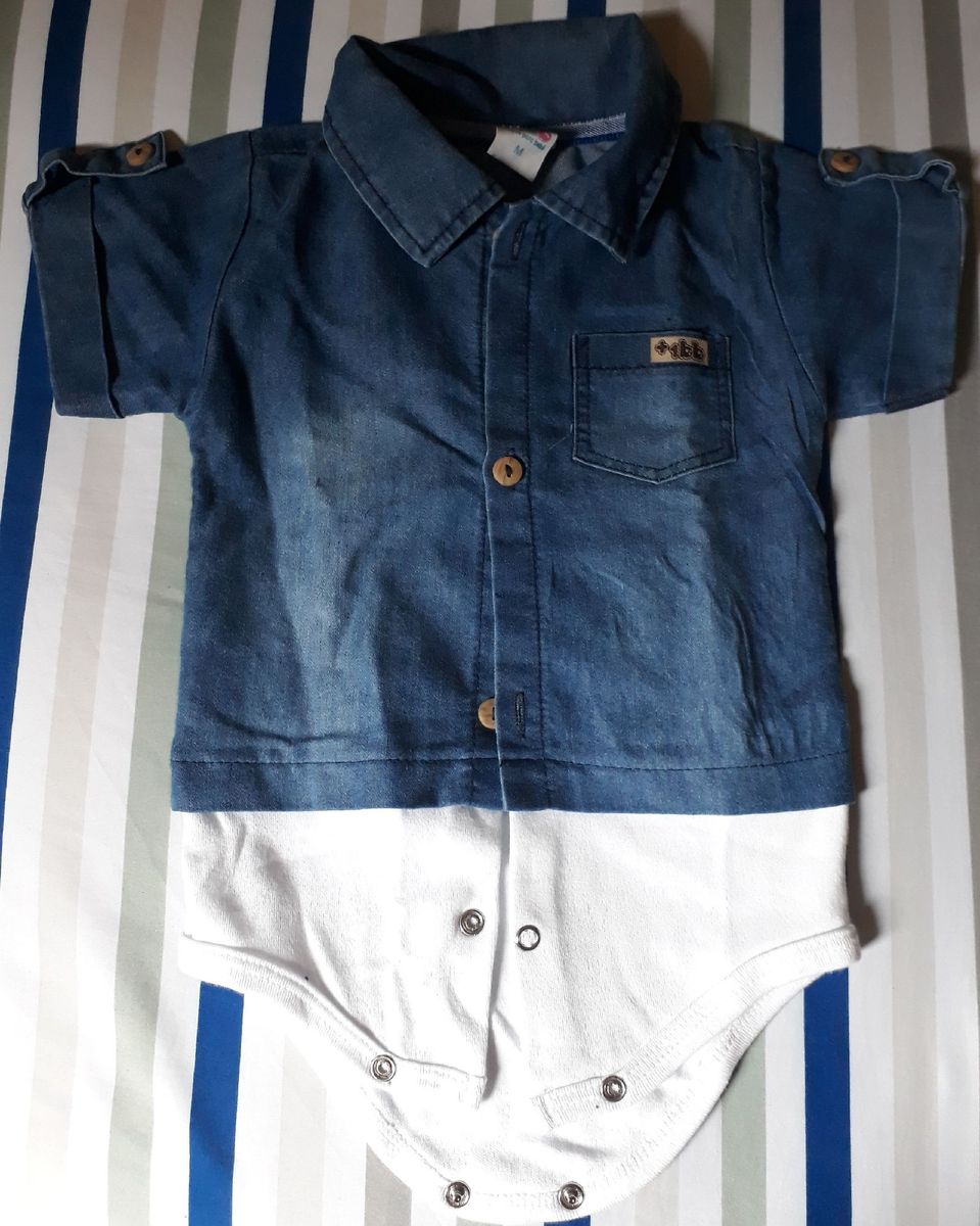 Camisa Body Jeans Roupa Infantil Para Bebe Usado Enjoei