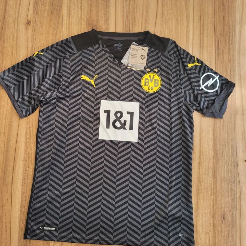 Camisa Borussia Dortmund Alemanha Masculina Torcedor Away Preta Fora Puma Segunda Original 2021 2022 Camisa Masculina Puma Nunca Usado 95321847