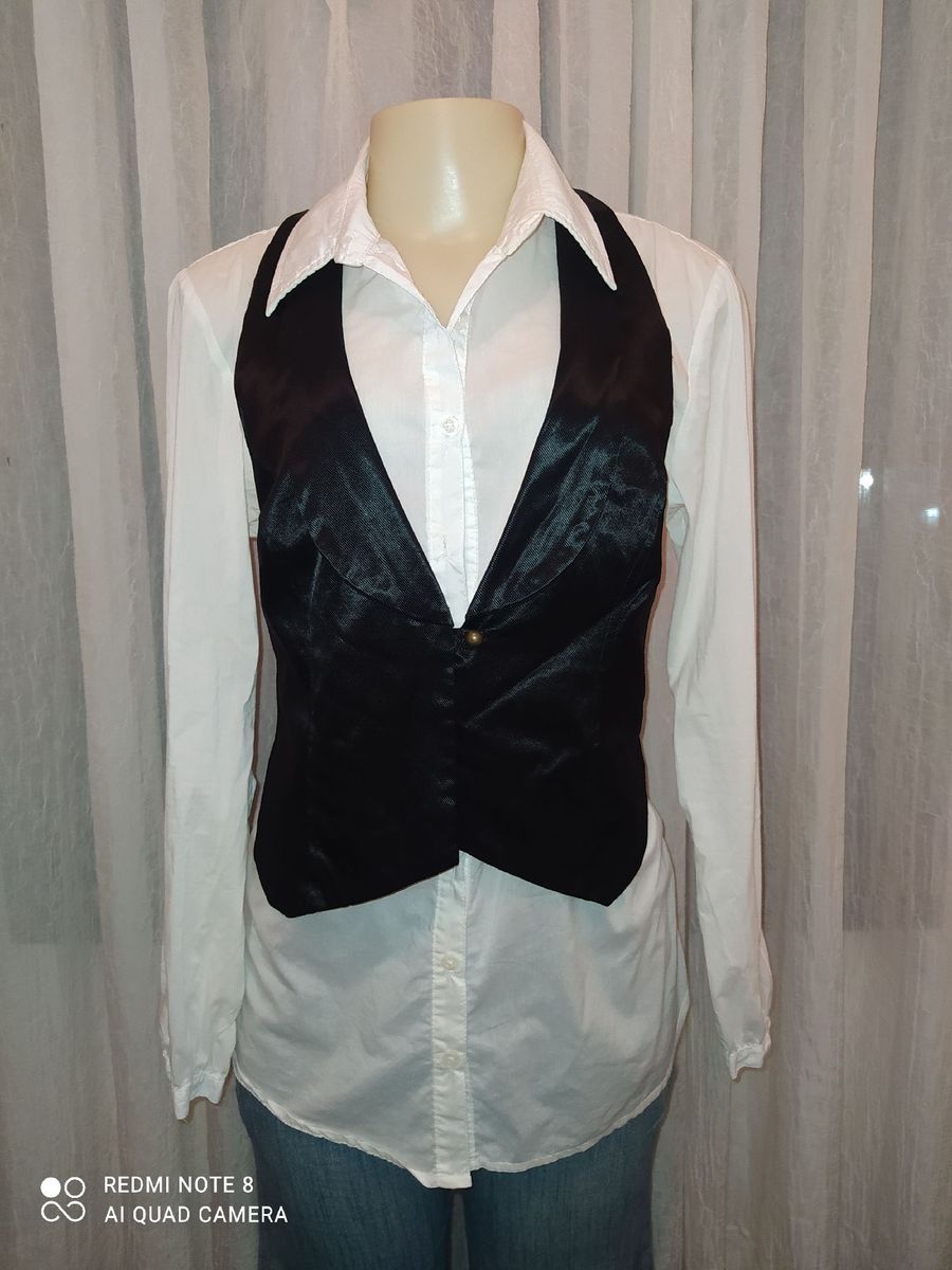 Camisa Branca com Colete Preto Camisa Feminina Cortelle Usado 74477537  enjoei