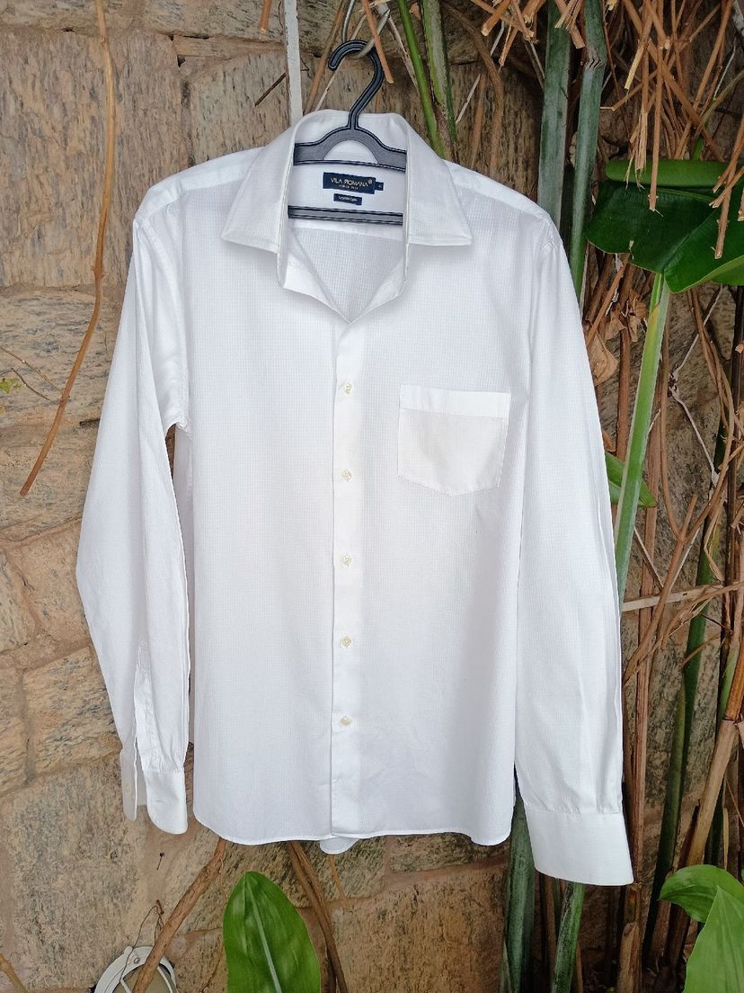 camisa branca masculina vila romana - manga longa vila romana.