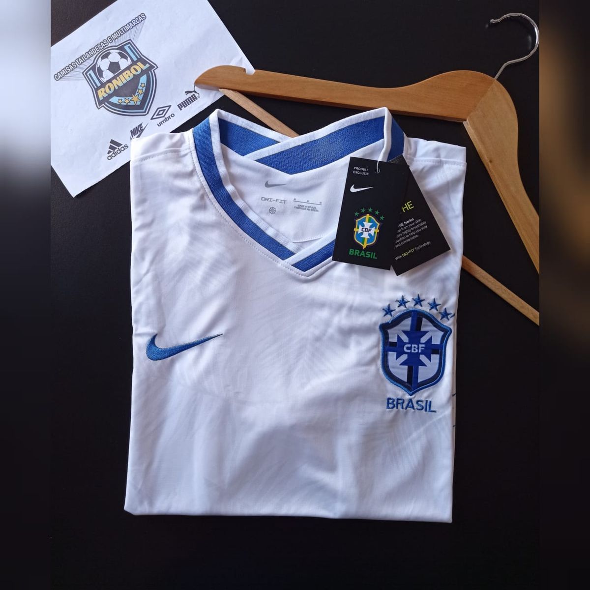 Camisa Brasil 2022 Uniforme Branco M Camisa de Time Masculina Camisa