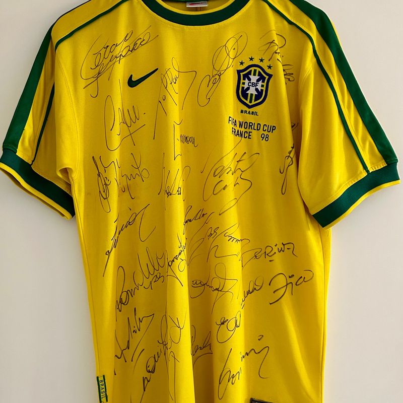 Camisa Brasil Copa do Mundo 1998 Autografada Todos + Zagallo &Amp