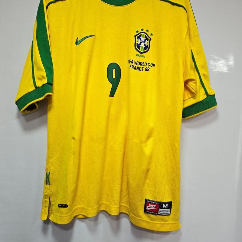 Camisa Brasil Home 98-99 M Ronaldo 9 Patch Copa 1998 Importada