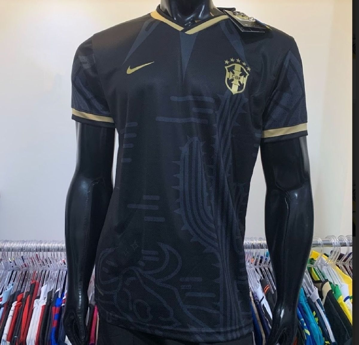 Camisa Brasil Preta Cacto Lançamento 2022 Tecido Dri Fit Roupa Esportiva Masculino Dri Fit 1736