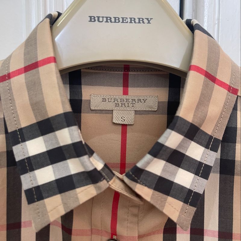 Camisa burberry outlet xadrez feminina