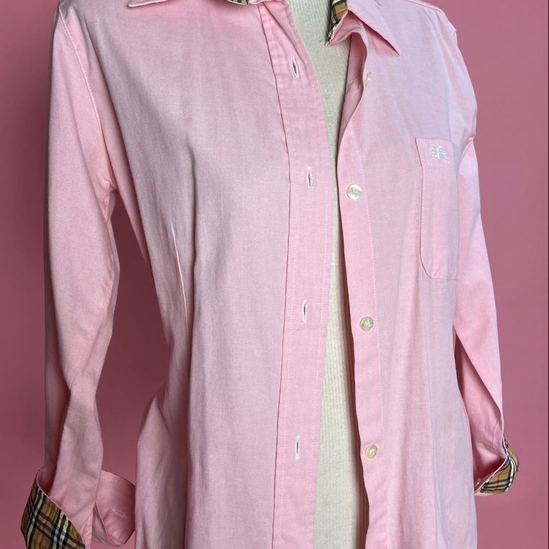 Camisa Burberry Original Rosa Monograma Feminina Tam P Grife Trabalho Dia Noite Burberry Usado 97606421 enjoei