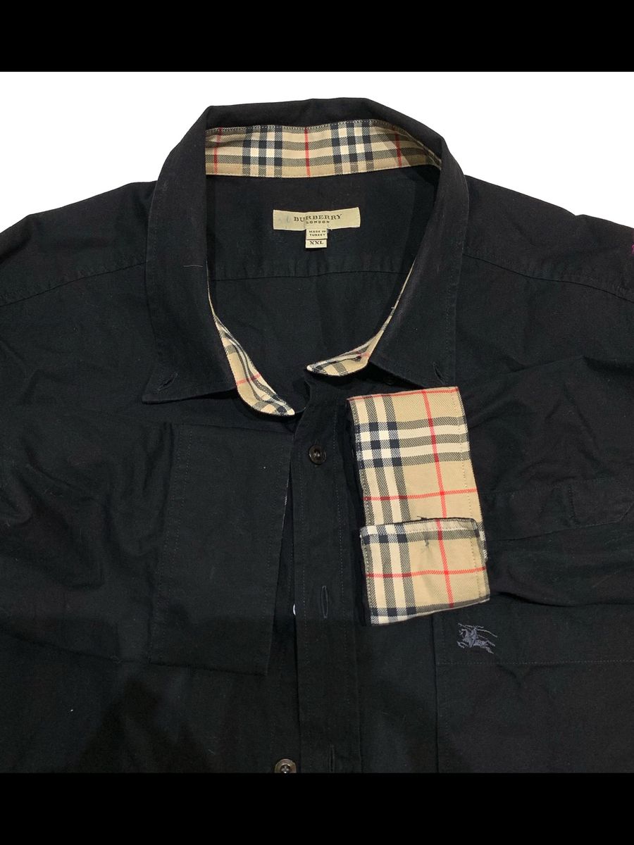 Camisa Burberry Social Preta Gg Novinha | Camisa Masculina Burberry Usado  39839326 | enjoei